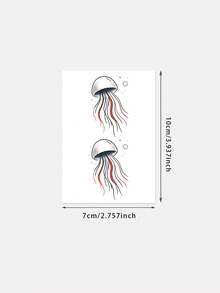 Waterproof And Sweat-Proof, Washable Temporary Tattoo Sticker. 1 Piece. PVC Material. Unique And High-Grade Design. Colorful Ocean-Like Jellyfish Tattoo. Fashionable Jellyfish Pattern. Suitable For People For Daily Use. - Multicolor - View 2
