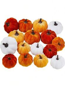 8 peças - Decoração de abóbora com tecido de espuma de veludo sintético, abóboras para decoração de outono, casa de fazenda, colheita de ação de graças, decoração, pequenas abóboras decorativas rústicas de colheita, abóboras de tecido de veludo, abóboras de espuma em ferrugem, laranja e branco para casa de fazenda, outono, casamento, peça central de mesa de ação de graças, decoração de lareira (cor aleatória)