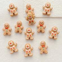 30pcs Colorful Resin Christmas Decoration Set - Adorable Mini Cartoon Christmas Cookie People Design, Flat 3D Mini Figurines, For DIY Scrapbooking, Nail Art, Jewelry Making And Christmas Craft Decorations, Mini Christmas Tree Ornaments, Cute Gingerbread People, Christmas Gifts, Christmas Themed, Christmas Nail Art Supplies, Mini Handmade Decorations