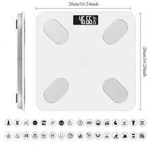 RAF Báscula electrónica de peso corporal recargable Bluetooth, batería de litio de 150mAh, báscula digital de peso corporal con pantalla LCD de vidrio templado, báscula electrónica de precisión para adultos, báscula de peso Bluetooth para salud corporal - Multicolor - Ver 10