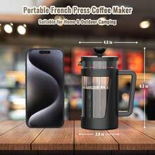 Small French Press 12 Oz Mini French Press Coffee Maker 1 Cup Single Serve Coffee Press Coffee Brewer With 3 Level Filtration Perfect For Tea Lovers - Black - View 5