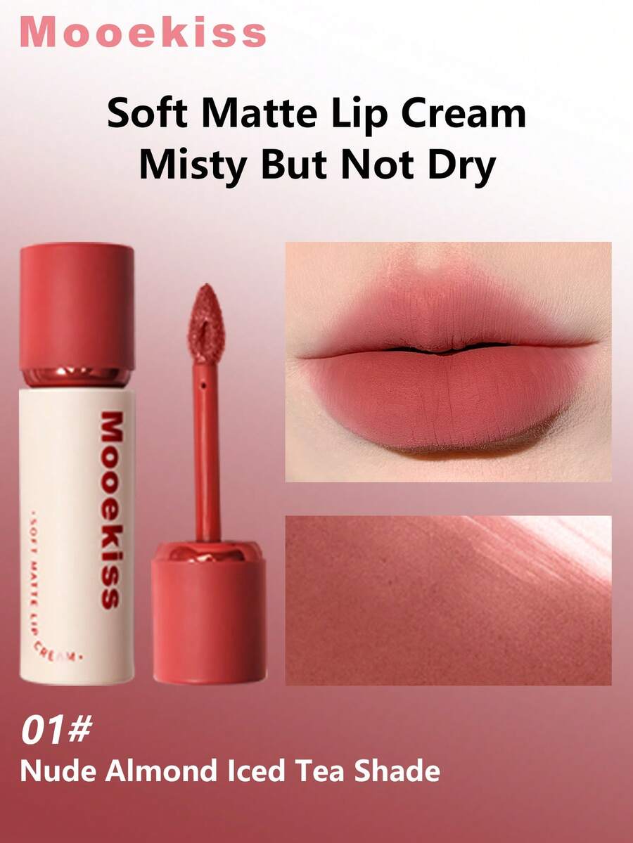 Mooekiss 丝绒哑光唇彩，滋润不干燥（01） - 01 Nude Apricot & Cool Tea - 查看 1