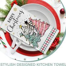 2pcs Christmas Kitchen Dishwashing Towel, Merry Christmas Snowman Christmas Tree 40 * 60cm, Soft And Comfortable, Absorbent And Durable, Suitable For Home Decoration And Christmas Party Decoration.