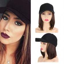 12 Zoll Baseball Cap Perücke, synthetische Perückenkappe, Damen hitzebeständige Faser Kurzhaarperücke mit Wellen, geeignet für den täglichen Gebrauch, Halloween - Verschiedenfarbig - Übersicht 13