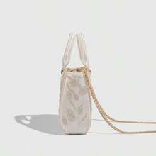 Moonlight White Faux Pearl Embroidered Mini Handbag, Exquisite Floral Embossed Evening Bag , Gifts For Women - White - View 4