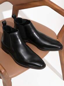 VOSTEY SHOESMORE Men's Leather Chelsea Boots Polished Leather Dress Black Boots Stylish Classic Retro Slip On Boots For Men - AMY8156A-đen - Xem 1