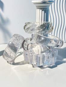 1 pieza Nuevo brazalete de resina transparente elegante, diseño geométrico asimétrico brillante, adecuado para uso diario y de fiesta