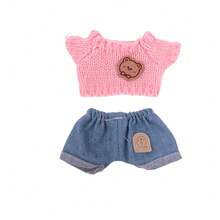 (Solo ropa) Nuevas existencias Ropa para muñeca La Bubu sentada de 17 cm, suéter, jeans, sombrero, gafas, dije de teléfono, zapatos, combinación de atuendo para muñeca La Bubu de 1ra/2da/3ra generación