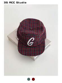 优雅英伦风复古格纹平顶帽，豹纹平檐高端刺绣棒球帽，网红同款，秋冬文艺范儿十足，时尚软顶鸭舌帽，大头很讨喜 - 平頂 - 查看 17