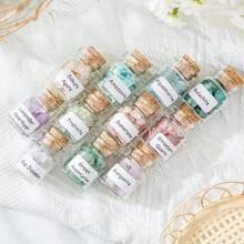 Crystal Chips Gemstone Bottles Set Of Different Mini Crystals For Spell Jars, Healing Crystals For Witchcraft In Vintage Box, Chakra Crystals And Healing Stones Set Witch Gifts Witchcraft Supplies