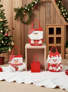 3D Design Stoff Geschenktüten - Weihnachts-Strick-Puppen Geschenktüten, Weihnachtsmann Schneemann Hirsch Puppen Aufbewahrungstasche, Weihnachtsabend Apfeltasche, Verpackungsbox, handgemachte Süßigkeiten Geschenktüte, perfektes Geschenk für Gastgeschenke und Dekoration 1 Stück Weihnachten Weihnachtsdekoration Weihnachtspyjamas Weihnachtsgeschenke Weihnachtsdekoration