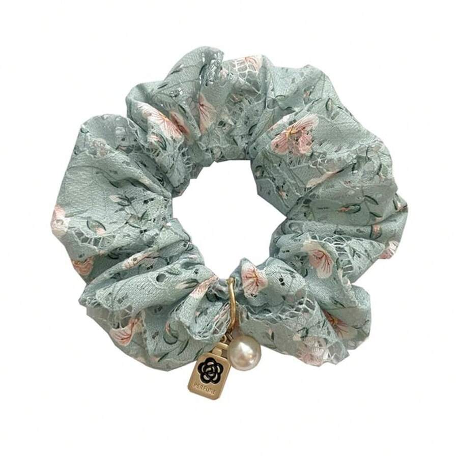 Korean Style Pearl Scrunchies - Fashion Floral Fabric Hair Ties Women - Korean Flower Accessoriesvalentine's Day RFC0 - 5-新鮮綠色 - 查看 1