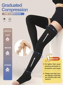 Women's 20-30 MmHG High Compression Knee High Socks Breathable & Soft Slimming Leg Open Toed Socks
