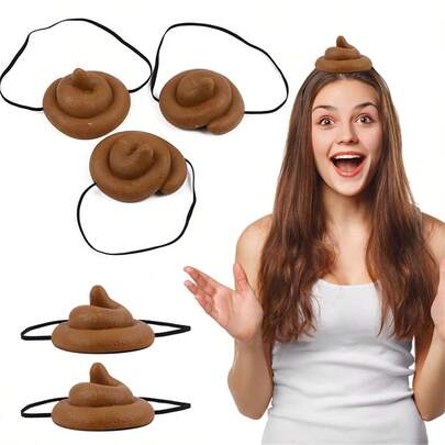 3Pcs Poop Hat Prank Prop Beanie Party Supplies Hats Halloween Party Headwear Funny Headgear Pvc Simulation Shape Men And Women