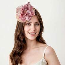 Fascinators Hats Women,Tea Party Fascinator Hair Clip With Feathers Wedding,Derby Hats Headbands - Style6-粉紅色 - 查看 2