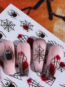 1/5 Peças Adesivos de Unhas de Halloween, Novos e da Moda Aranha, Abóbora, Estampa de Vaca, Fantasma, Teia de Aranha, Aranha Coração, Decalques de Arte de Unhas com Letras, Acessórios de Unhas, Variedade de Estilos para Design de Unhas DIY da Moda, Ferramentas de Manicure Interessantes e Minimalistas, Adequado como Presente para Família, Namorada, Melhores Amigas