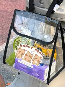 1 pieza Bolsa de almacenamiento frontal para scooter eléctrico, impermeable, con botón magnético, gran capacidad, adecuada para teléfono, lápiz labial, mochila infantil, resistente a la suciedad, bolsa colgante de almacenamiento multifuncional, bolsa de almacenamiento frontal para scooter eléctrico, bolsa de almacenamiento transparente, impermeable, anti-lluvia, bolsa para teléfono, organizador de almacenamiento - Multicolor - Ver 4