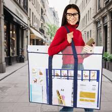 Bolsa transparente grande para documentos - Material de PVC resistente, diseño de cara frontal, convertible a mochila o de mano, adecuada para oficina, proyectos artísticos, carteles, portafolios - Profesionales, estudiantes, artistas - Disponible en rojo/azul/negro, carpeta de archivo portátil, material de PVC duradero, bolsa multiusos, tela resistente al desgarro, diseño creativo personalizado