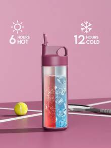 18oz Stainless Steel Insulated Water Bottle, Leakproof Portable Travel Mug with Straw for Hot and Cold Beverages for School, Gym, Office, and Outdoor Multiple Occasions - 紫色 - 查看 7