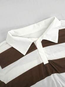 Buzzelle T-shirt polo à manches longues avec imprimé rayé à la mode pour femmes, décontracté et sportif pour l'automne et l'hiver