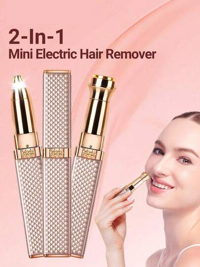 New Rose Gold Women's 2-In-1 Electric Shaver, USB Rechargeable, Dual Blade Design For Cheeks, Lips, Chin, Bikini Line And Underarms, Portable Trimmer, Perfect Holiday Gift, Diamond Shaver, Fully Automatic