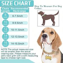 Hillban Dog Chain Golden Diamond Collar With Pet ID Jewelry Tags Rhinestones Stainless Steel Metal Link Collar Walking Chain Necklace For Puppy Boys Girls Small Dogs(8 Inch) - 8 inch - 查看 2