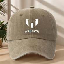 MAKEFGE MESSI Logo Baseball Cap - Vintage Washed Look, Soft & Comfortable, Breathable Sweat-Absorbent Hat For Outdoor Sports, Adjustable Fit For Men & Women, Black With White Embroidery, Lightweight Polyester, Spring/Summer Fashion Accessory, Adjustable Baseball Cap| Stylish Headgear| Polyester Cap, Baseball Hat - Kaki 1 - Xem 13