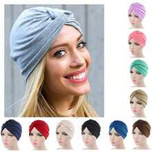 Chemo Sleep Turban Headwear Scarf Hat For Cancer Patient Hair Losshalloween - Lake Blue - View 3