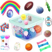 24 Pack Fidget Toys For Adults With Liquid Motion Timer Mochi Squishy Stretchy String Flippy Chain Easter Egg Marble Mesh Squeeze Bean Stress Ball For Gift - 1 - View 1