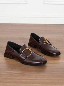 Women's Fashion Versatile Strap Buckle Flat Loafers, Comfortable Casual Outdoor Shoes For All Seasons - Coffee Brown - View 6