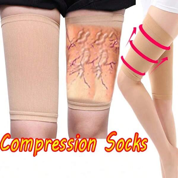 1 Paar hochelastische, warme und reibungsbeständige Ärmel für Oberschenkel oder Waden, aus festem Strickstoff mit Schlupfdesign, geeignet für alle Jahreszeiten