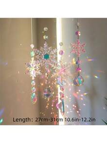 4 قطع زينة كريستالية بشكل نجوم الثلج، مناسبة لتزيين أشجار في فصل الشتاء، قلادات نجوم الثلج الكريستالية، مناسبة لحفلات عيد الميلاد والأعياد السنوية والهدايا (طراز أنيق، متعدد الألوان)