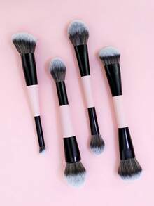 4 piezas de brochas de maquillaje de doble uso, brochas multifuncionales para rubor, base, polvos, iluminador, corrector, adecuadas para niñas y mujeres