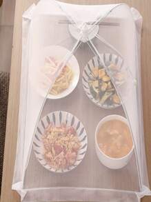 1 Pieza Cubierta de arroz blanco, Cubierta de mesa plegable a prueba de moscas, Cubierta contra el polvo para el hogar, Cubierta de alimentos a prueba de moscas con borde de encaje para uso en exteriores, Grande cubierta a prueba de insectos y polvo, Adecuada para fiestas al aire libre, picnics, barbacoas y campamentos, sala de estar, cocina, cubierta contra moscas de la fruta, accesorios de organización de cocina.