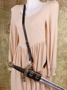 1pc Medieval Knight Sword Scabbard, PU Leather Sheath, Costume Prop For Assassin Outfit, Halloween, Fairs, LARP - A - View 10