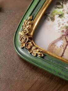 Green Vintage Arch Frame, 5x7 And 8x10 Inch Retro Photo Frame, Elegant Gold Floral Pattern, Handcrafted Textured Resin, Antique Frame, Suitable For Wall Decor, Also As Wedding Bride Gift Or Holiday Gift - Multicolor - View 4