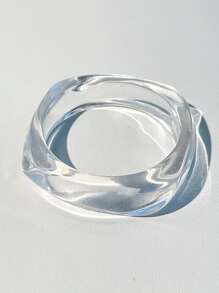 1 pieza Nuevo brazalete de resina transparente elegante, diseño geométrico asimétrico brillante, adecuado para uso diario y de fiesta