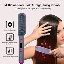 GENAI 2-In-1 Hair Straightener & Curler Brush – 4 Temp Settings, Anti-Frizz Fast Heat Tool For Silky Hair | Back To School & Holiday Gift For Women - EU C Type Plug(220-240V) - View 4