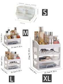 1 件抽屉式化妆品收纳盒，多功能桌面化妆品整理盒，多层梳妆台护肤品架，香水和口红收纳盒，大容量防水塑料收纳盒礼品盒，趣味礼品，收纳，适用于假日海滩、浴室收纳、卧室收纳，大容量 - 白色 - 查看 11