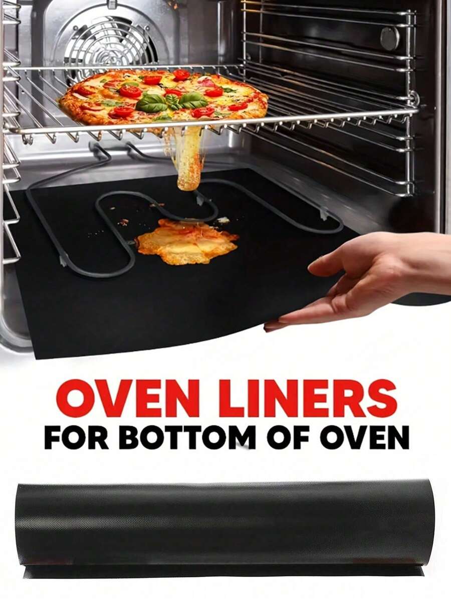 1/2 piezas Forro de horno inferior para hornos eléctricos, forro reutilizable antiadherente resistente al calor apto para hornos de gas, hornos microondas, carbón, alfombras para barbacoa al aire libre - Multicolor - Ver 1