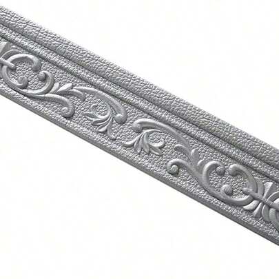 2.3in*90.6ft 3D Foam Wall Skirting Line - Self-Adhesive, Waterproof Decorative Wall Sticker Border With Elegant Floral & Geometric Patterns, Polyvinyl Chloride Material, Perfect For Home & Office Decor, Office Decoration | Elegant Wall Decor | Durable Wall Sticker, Wall Decorations