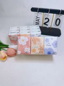 9pcs/Pack Colorful Cat Print Natural Woodpulp Handkerchief Tissues, Suitable For Daily Life Cleaning,Kitchen,Bathroom,Home,Household Supplies