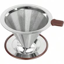 Pour Over Coffee DripperReusable Stainless Steel Drip Cone Coffee Filter Update Double Ultra Fine Micro Mesh Filter Professional Paperless Drip Brew Coffee Cone Maker With Cup Stand 12 Cup - 1-2cup - View 1