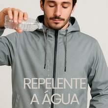 Men's Lightweight Plain Water-Repellent Windbreaker Jacket With Hood - Gray+Plain+GG - View 3
