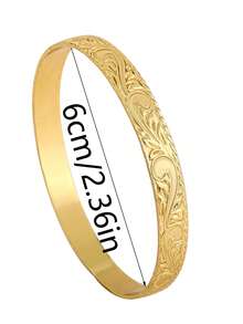 Size7-10 1pc 10MM Hawaiian Heritage Copper Bangle, Scroll Design Bracelet, Beach Jewelry, Island Style Jewelry, Stackable - Gold - View 13