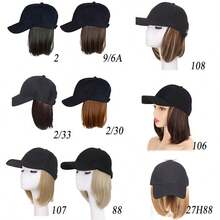 12 Zoll Baseball Cap Perücke, synthetische Perückenkappe, Damen hitzebeständige Faser Kurzhaarperücke mit Wellen, geeignet für den täglichen Gebrauch, Halloween - Verschiedenfarbig - Übersicht 3