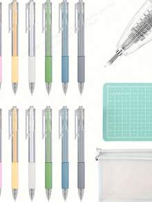 3pcs Utility Knife, Made Of Durable Polypropylene Material, Portable Push-Button Retractable Tip, Practical Cutting Tool For Paper, Cards, Gift Wrapping, Stylish Design With Transparent Body, Compact And Convenient Paper Cutter, Christmas/New Year Gift, Carving Accessories, Multi-Purpose Engraving Pen (Random Color/Style)