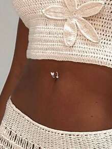 1 PIEZA Piercing de ombligo versátil de mariposa S925, simple y exclusivo con cierre de rosca, un piercing de ombligo pequeño, dulce y de moda, versátil para damas - Clavo de ombligo único - Ver 3