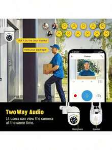 WiFi Security Camera With 360-Degree Rotation, 1080P Resolution, Night Vision, And Remote Access.This High-Definition Indoor/Outdoor Wall-Mountable Camera Is Suitable For Placement In Homes, Courtyards, And Entrances - 白色 - 查看 7