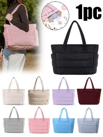 Bolso de mano para mujer, ligero y esponjoso, con compartimentos, bolso de hombro acolchado, adecuado para viajes, trabajo, fitness, así como para volver a la escuela, clases y transporte, satisface las necesidades de almacenamiento diario, el diseño de gran capacidad proporciona un mejor espacio de almacenamiento.